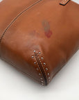 Michael Kors Brown Leather Astor Studded Zip Tote Bag