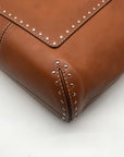Michael Kors Brown Leather Astor Studded Zip Tote Bag