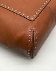 Michael Kors Brown Leather Astor Studded Zip Tote Bag