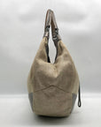 Kate Spade Silver and Beige Linen Hobo Bag