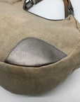 Kate Spade Silver and Beige Linen Hobo Bag