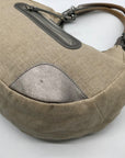 Kate Spade Silver and Beige Linen Hobo Bag