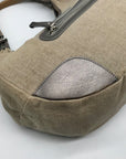 Kate Spade Silver and Beige Linen Hobo Bag