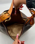 Rioni Brown Signature Monogram Shoulder Bag