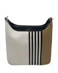Henri Bendel White Striped Leather Bowery Messenger Bag