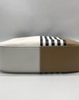 Henri Bendel White Striped Leather Bowery Messenger Bag
