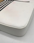 Henri Bendel White Striped Leather Bowery Messenger Bag