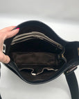 Henri Bendel White Striped Leather Bowery Messenger Bag