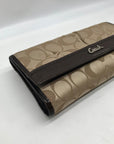 Coach Tan and Brown Canvas Logo Wallet