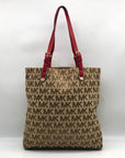 Michael Kors Tan & Brown Monogram Jacquard Canvas Tote Bag