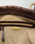 Brahmin Brown Croc Embossed Leather Shoulder Bag