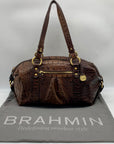 Brahmin Brown Croc Embossed Leather Shoulder Bag