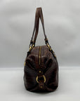 Brahmin Brown Croc Embossed Leather Shoulder Bag