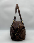 Brahmin Brown Croc Embossed Leather Shoulder Bag