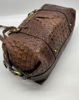Brahmin Brown Croc Embossed Leather Shoulder Bag
