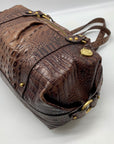Brahmin Brown Croc Embossed Leather Shoulder Bag
