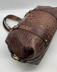 Brahmin Brown Croc Embossed Leather Shoulder Bag