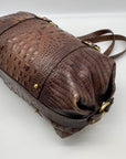 Brahmin Brown Croc Embossed Leather Shoulder Bag