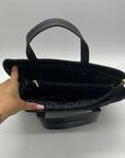 London Fog Black Faux Leather Studded Satchel Bag