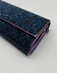 MMS Brands Blue Glitter Fabric Clutch Bag
