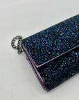 MMS Brands Blue Glitter Fabric Clutch Bag