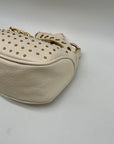 MMS Brands Cream Leather Studded Crescent Shoulder Bag