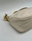 MMS Brands Cream Leather Studded Crescent Shoulder Bag