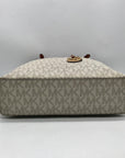 Michael Kors Vanilla And Brown Monogram Coated Canvas Bedford Tote Bag