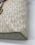 Michael Kors Vanilla And Brown Monogram Coated Canvas Bedford Tote Bag