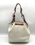 Dooney & Bourke Ivory & Brown Vintage Drawstring Shoulder Bag