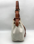 Dooney & Bourke Ivory & Brown Vintage Drawstring Shoulder Bag