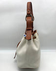 Dooney & Bourke Ivory & Brown Vintage Drawstring Shoulder Bag