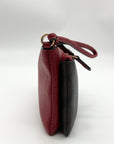 Coach Red And Brown Coated Canvas Double Zip Wristlet
