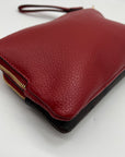 Coach Red And Brown Coated Canvas Double Zip Wristlet