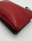 Coach Red And Brown Coated Canvas Double Zip Wristlet