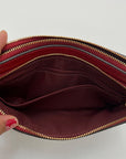 Coach Red And Brown Coated Canvas Double Zip Wristlet