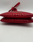 Brahim Red Croc-Embossed Leather Crossbody