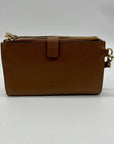 Michael Kors Brown Pebbled Leather Double Zip Wristlet