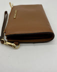 Michael Kors Brown Pebbled Leather Double Zip Wristlet