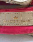 Elaine Turner Cream Embossed Leather Drawstring & Shoulder Bag
