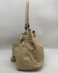 Elaine Turner Cream Embossed Leather Drawstring & Shoulder Bag