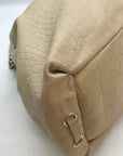 Elaine Turner Cream Embossed Leather Drawstring & Shoulder Bag