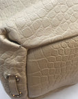 Elaine Turner Cream Embossed Leather Drawstring & Shoulder Bag