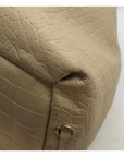 Elaine Turner Cream Embossed Leather Drawstring & Shoulder Bag