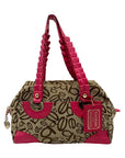 Bebe Tan and Pink Monogram Canvas Shoulder Bag