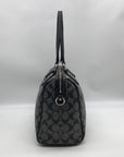 Coach Gray And Black Leather Signature Stripe Satchel Bag F24362