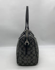 Coach Gray And Black Leather Signature Stripe Satchel Bag F24362