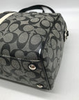 Coach Gray And Black Leather Signature Stripe Satchel Bag F24362