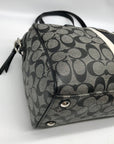 Coach Gray And Black Leather Signature Stripe Satchel Bag F24362