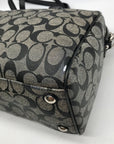 Coach Gray And Black Leather Signature Stripe Satchel Bag F24362